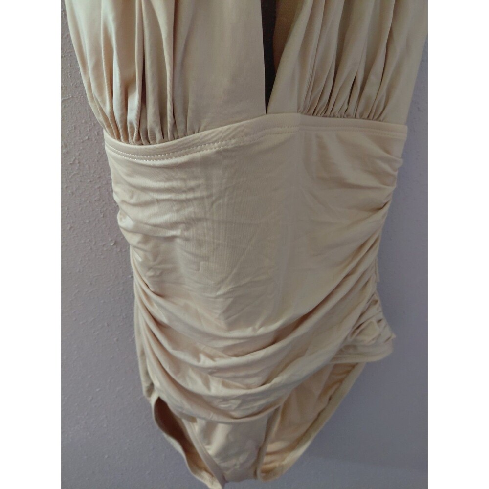 Kenneth Cole Tummy Toner One Piece Nude Swimsuit Sz L New With Tags Halter Top - Picture 3 of 13